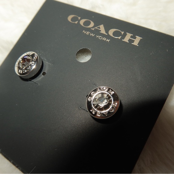 Coach Crystal Embellished Earrings in Silver - Picture 3 of 6